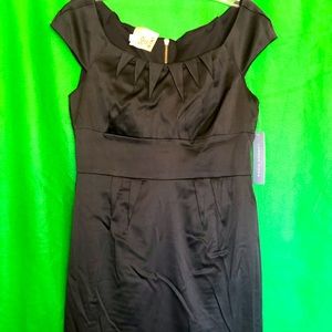 London Times Black Satin Cocktail Dress Sz 12